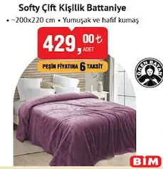SOFTY ÇİFT KİŞİLİK BATTANİYE